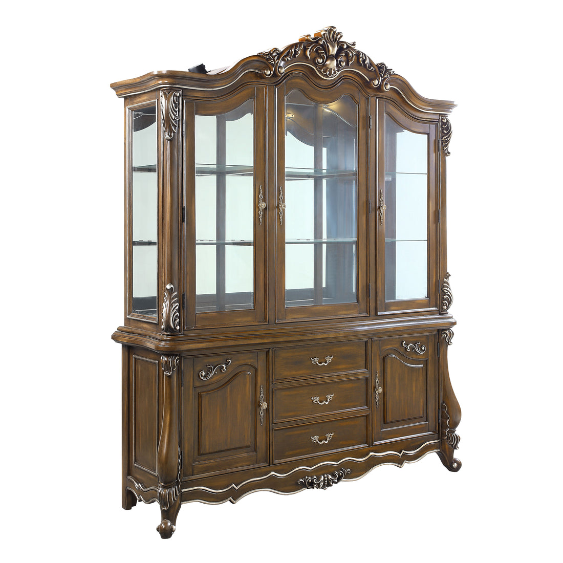 Latisha Buffet & Hutch Antique Oak Finish Dn01360 Oak Solid Wood Mdf