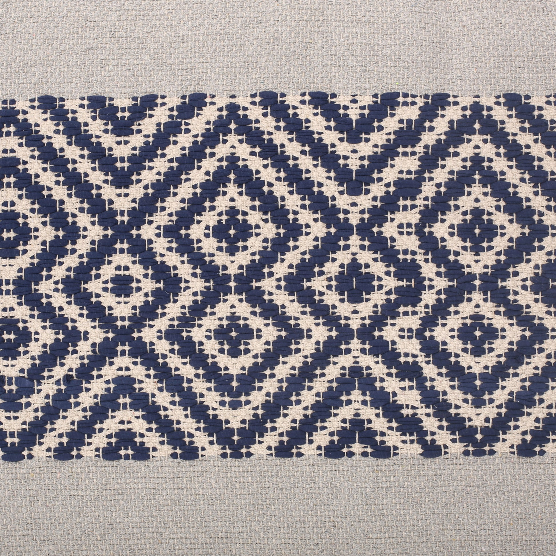 Juniper Rectangular Pouf, Natural, Blue And White White Blue Fabric