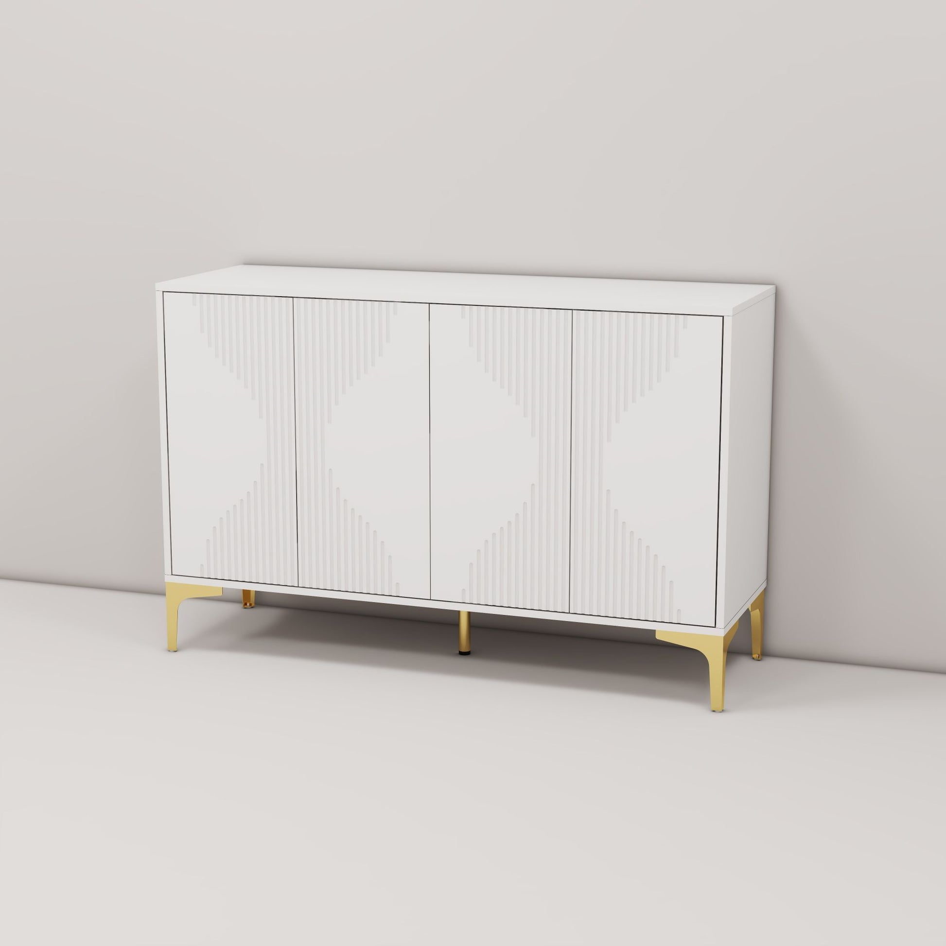 White four door cream style side cabinet