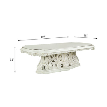 Adara Dining Table Antique White Finish Dn01229 Antique White Mdf