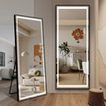 Led Mirror Full Length Mirror With Lights Wide Standing Tall Full Size Mirror For Bedroom Giant Full Body Mirror Large Floor Mirror With Lights Stand Up Dressing Big Lighted Mirror Black Aluminium