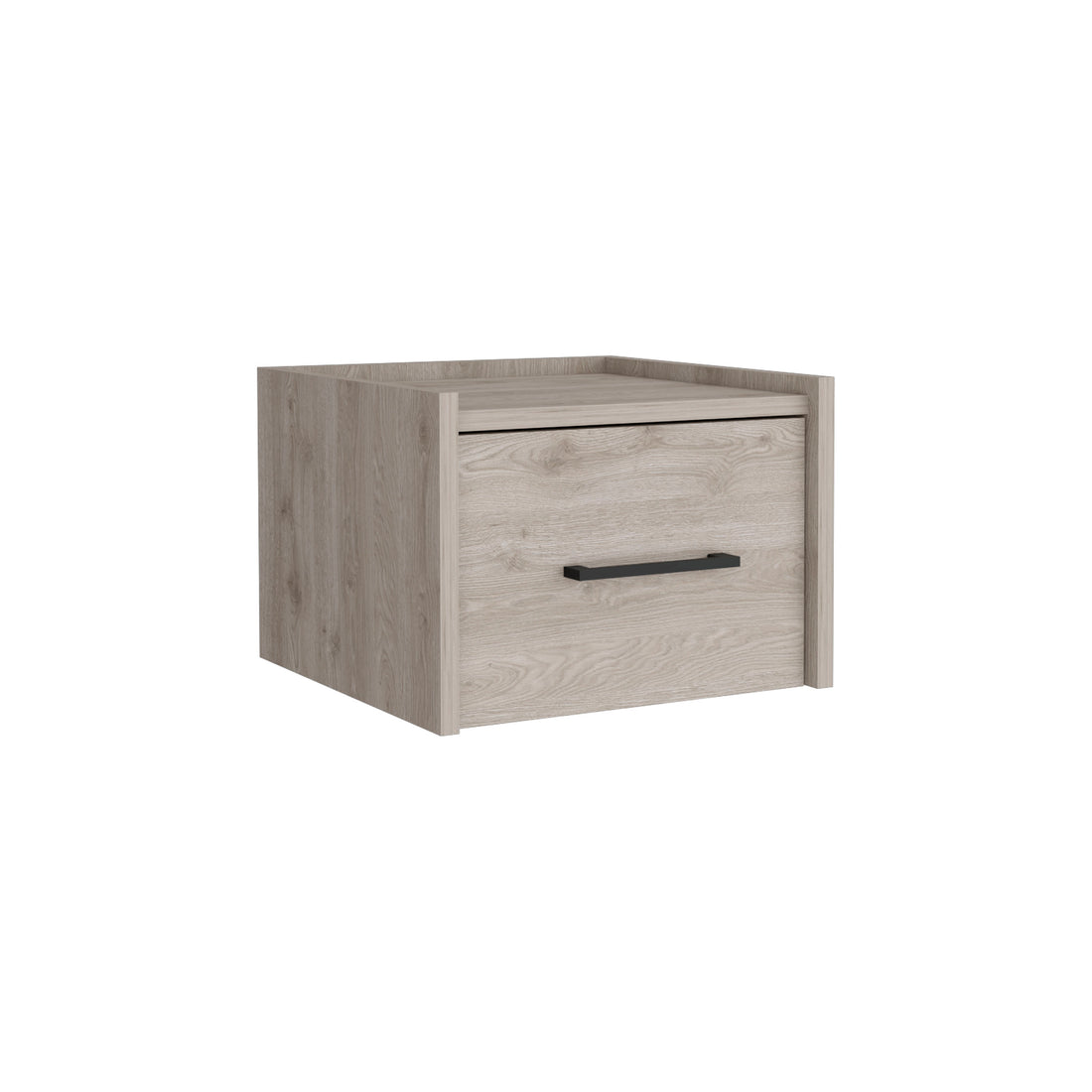 Light Gray Modern Floating Nightstand, Space Saving Design With Convenient Drawer And Black Pull Handle Light Gray Particle Board Engineered Wood