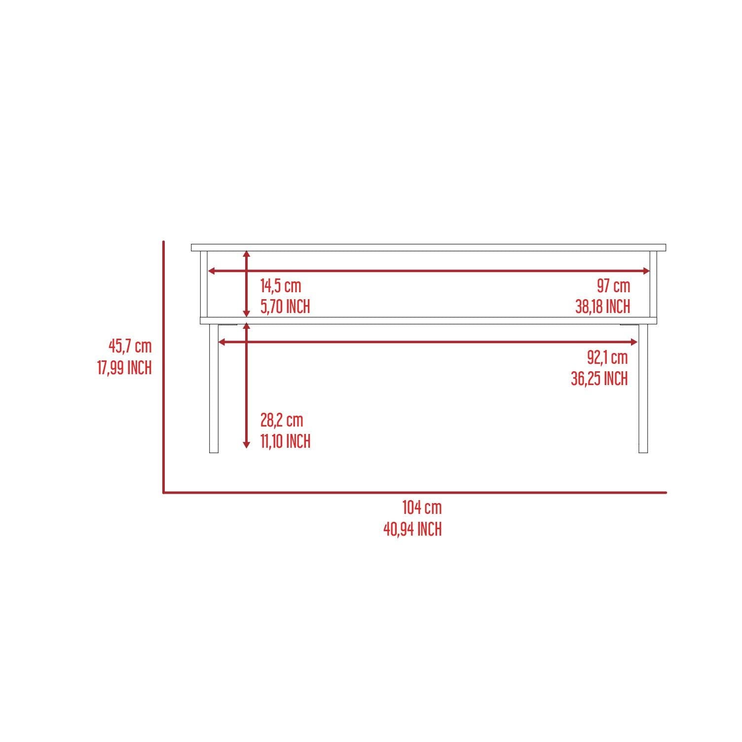 Viena Lift Top Coffee Table, Flexible Shelf, Two Legsdark Walnut Brown Particle Board Particle Board