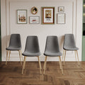 Fabric Dining Chairs Set Of 4, Upholstered Armless Accent Chairs, Classical Appearance And Metal Legs Grey Fabric