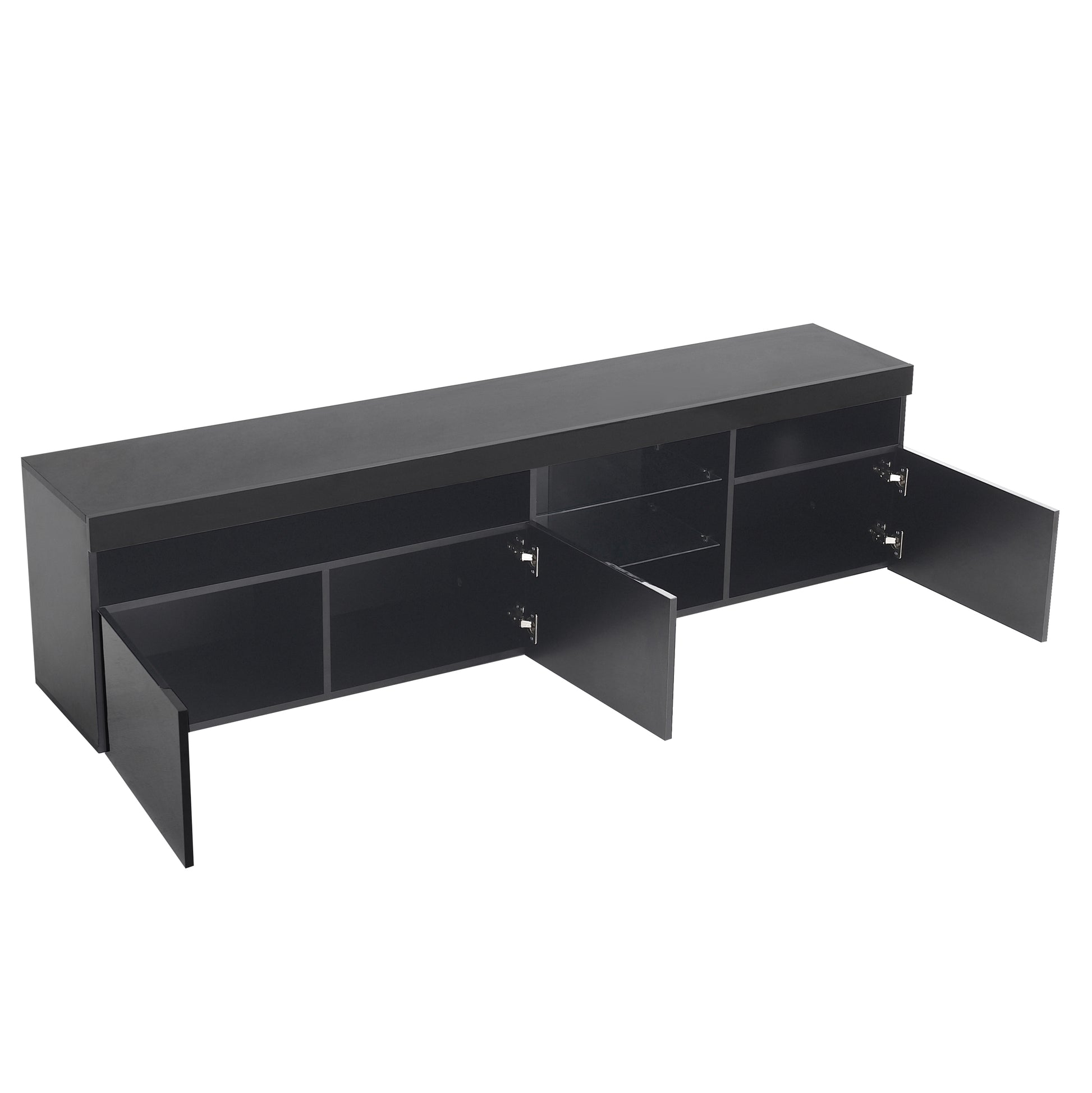 Modern Design Tv Stands For Tvs Up To 80'', Led Light Entertainment Center, Media Console With Multi Functional Storage, Tv Cabinet For Living Room,Bedroom, Home Theatre Black Primary Living Space 70 79 Inches 70 79 Inches Particle Board