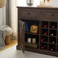 Farmhouse Buffet Cabinet With Storage Sideboard With 2 Drawers, Wine Bar Cabinet With Removable Wine Racks Storage Shelves, Liquor Coffee Bar Cupboard For Kitchen, Dining Room, Espresso L39.37''*W15.7 Espresso Mdf