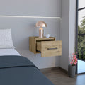 Floating Nightstand, Space Saving Design With Handy Drawer And Surface, Macadamia Beige Particle Board Engineered Wood