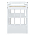 Full Size Loft Bed With Large Shelves, Writing Desk And Led Light, White White Solid Wood Mdf