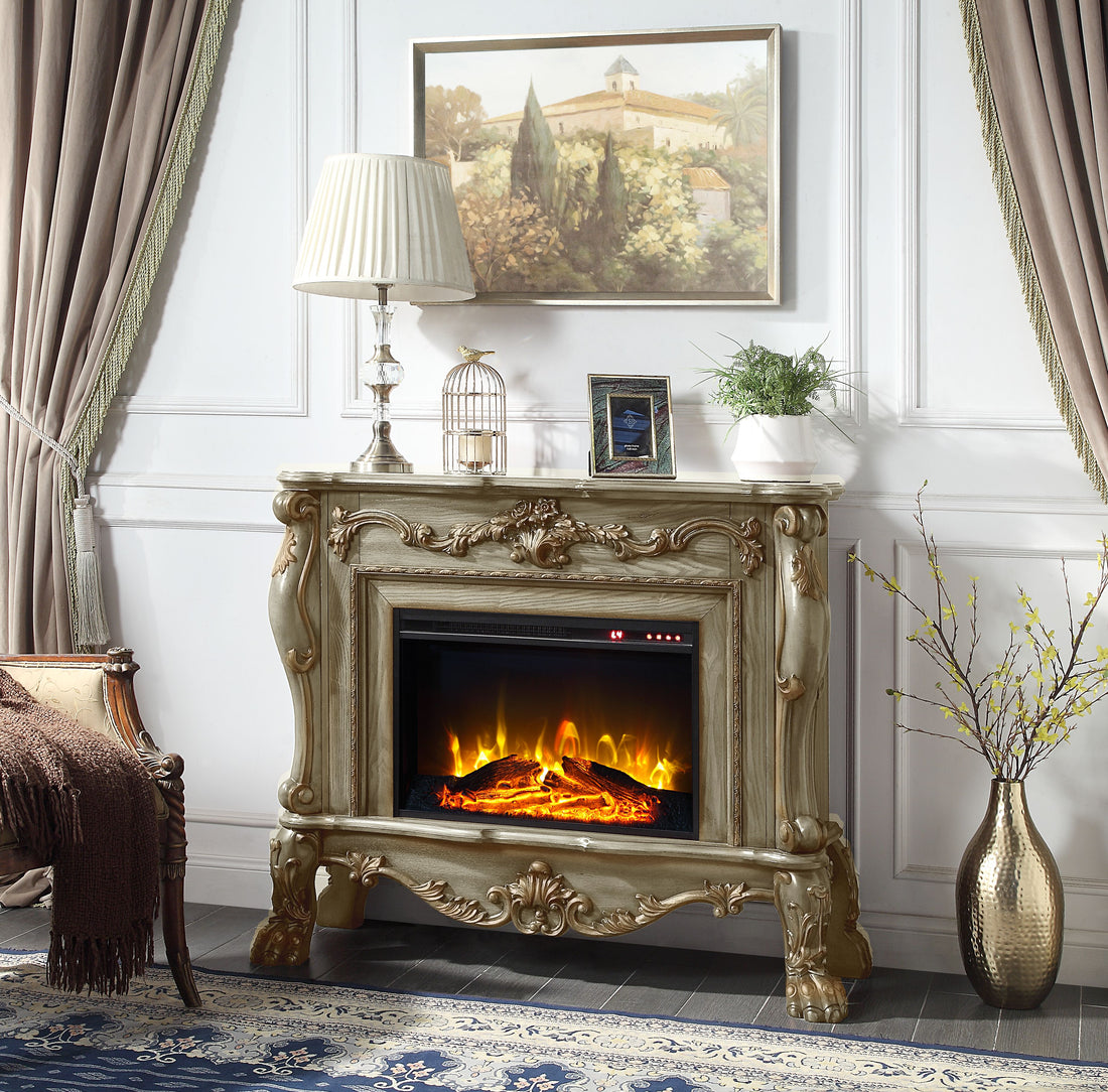 Dresden Fireplace Gold Patina Finish Ac01308 Gold Solid Wood Mdf