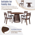 5 Piece Retro Dining Set With 1 Round Dining Table And 4 Upholstered Chairs With Rattan Backrests For Dining Room And Kitchen Walnut Walnut Solid Wood Mdf