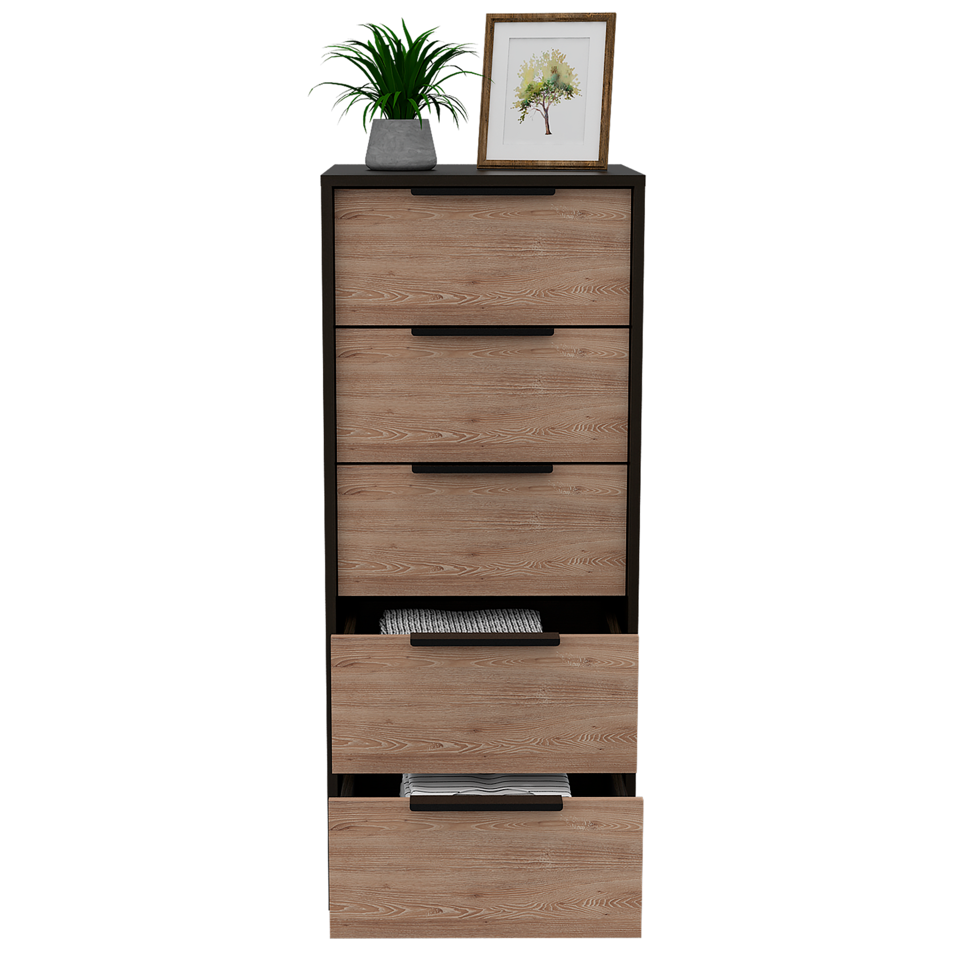 Washington Five Drawer Dresser Multicolor Bedroom Modern Mdf Engineered Wood