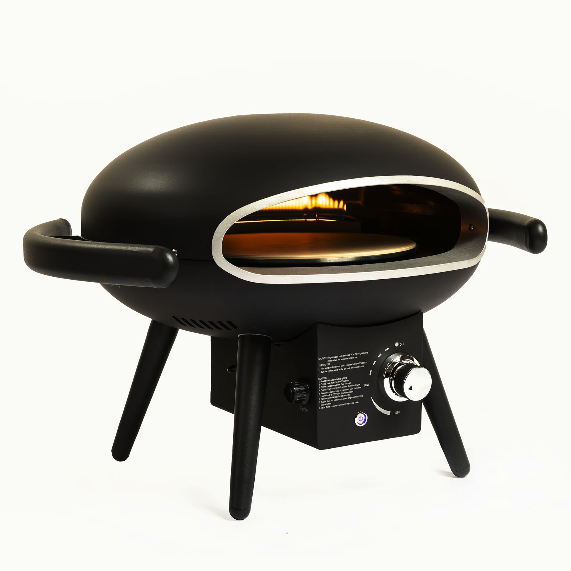 Gas Pizza Oven, Propane Outdoor Pizza Oven, Portable Pizza Oven For 12 Inch Pizzas, With Gas Hose & Regulator Black Steel