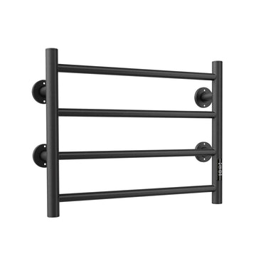 Electric Heated Towel Warmer 4 Bars For Bathroom, Stainless Steel Wall Mounted Heated Towel Drying Rack Black Black Bathroom Aluminium