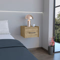 Floating Nightstand, Space Saving Design With Handy Drawer And Surface, Macadamia Beige Particle Board Engineered Wood