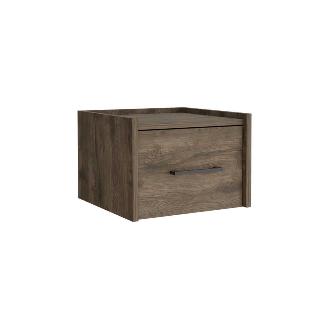 Dark Brown Modern Floating Nightstand, Space Saving Design With Convenient Drawer And Black Pull Handle. Dark Brown Particle Board Engineered Wood