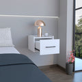 Floating Nightstand, Space Saving Design With Handy Drawer And Surface, White White Particle Board Engineered Wood