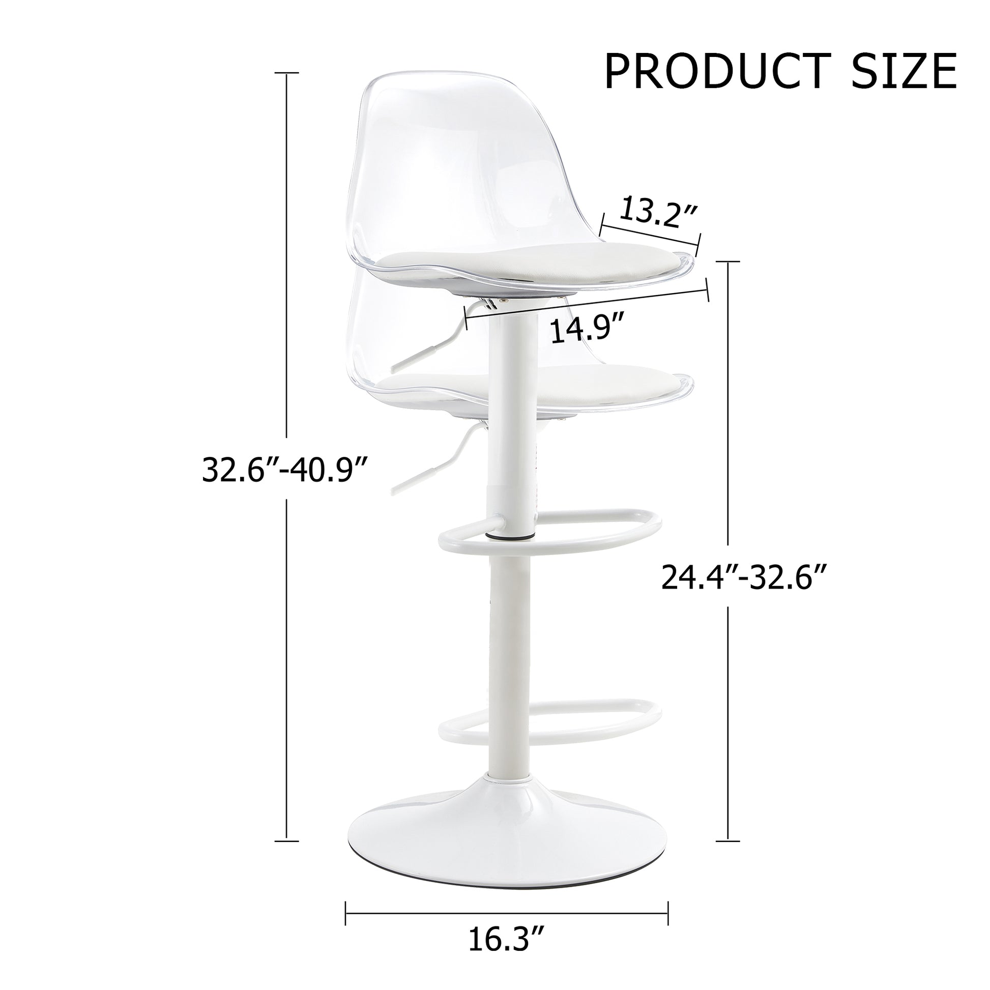 Modern Minimalist Bar Chairs And Bar Stools. Can Rotate 360 And Adjust Lifting. Pet Backrest And Pu Seats. Set Of 2. Suitable For Bars, Restaurants, And Front Desk Cashiers. White Pu