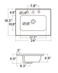 Bb0930Y331, Integrated White Ceramic Basin With Three Predrilled Faucet Holes, Faucet And Drain Assembly Not Included Gloss White Bathroom Modern Ceramic