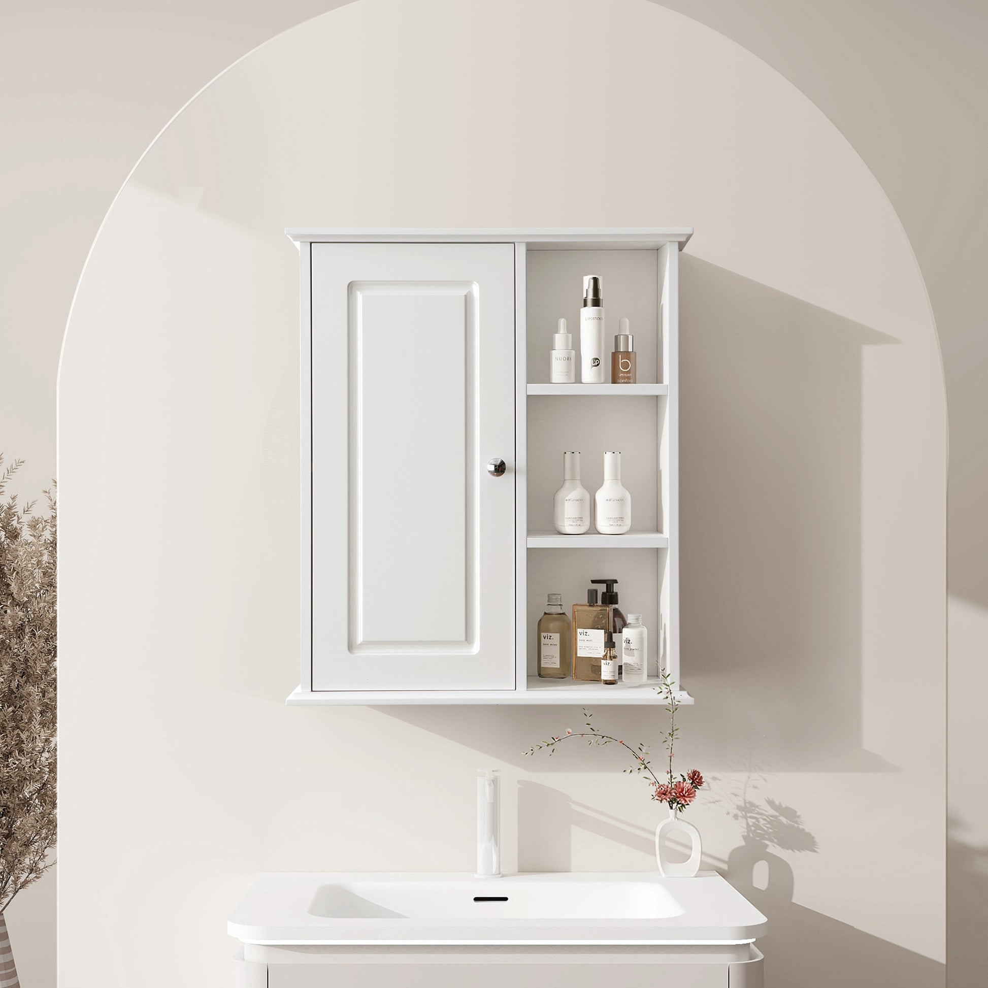 Bathroom Wall Cabinet in Black Ready to Assemble white-1-3-soft close doors-wall