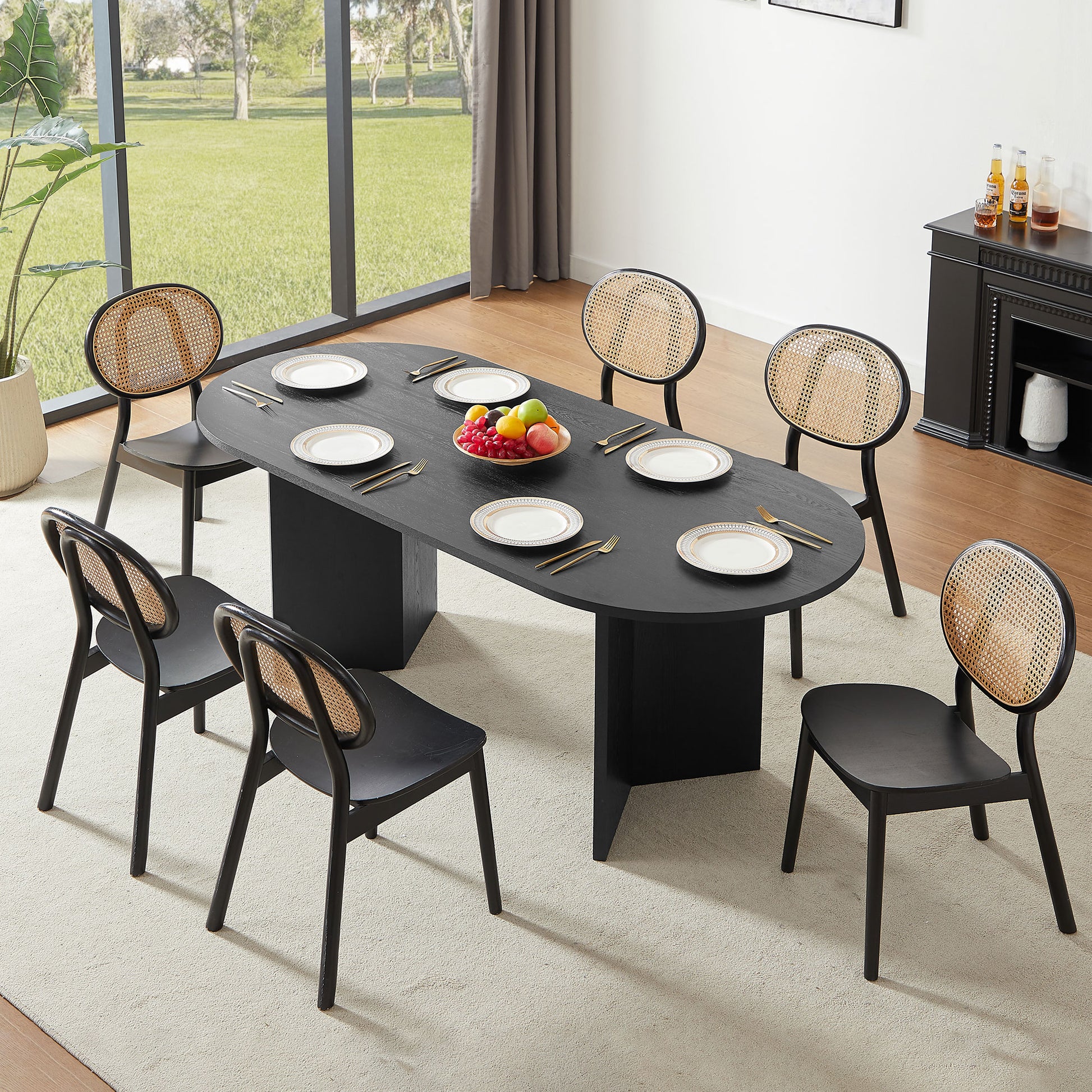Wood Dining Table Kitchen Table Small Space Dining Table Black Desk Top Black Foam Mdf