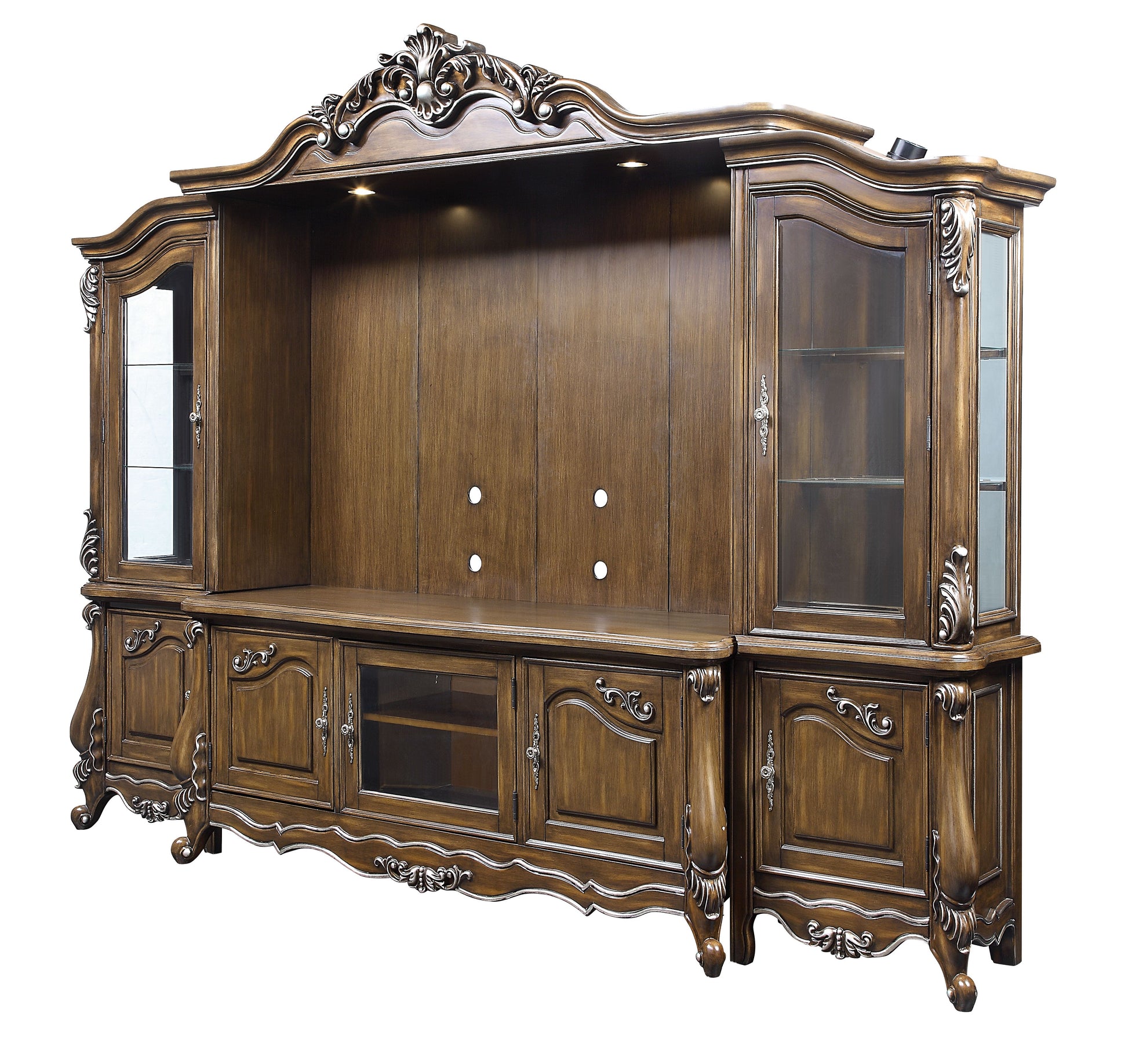 Latisha Entertainment Center Antique Oak Finish Lv01355 Oak Solid Wood Mdf