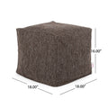 Naima Contemporary Fabric Square Pouf, Dark Brown Dark Brown Fabric