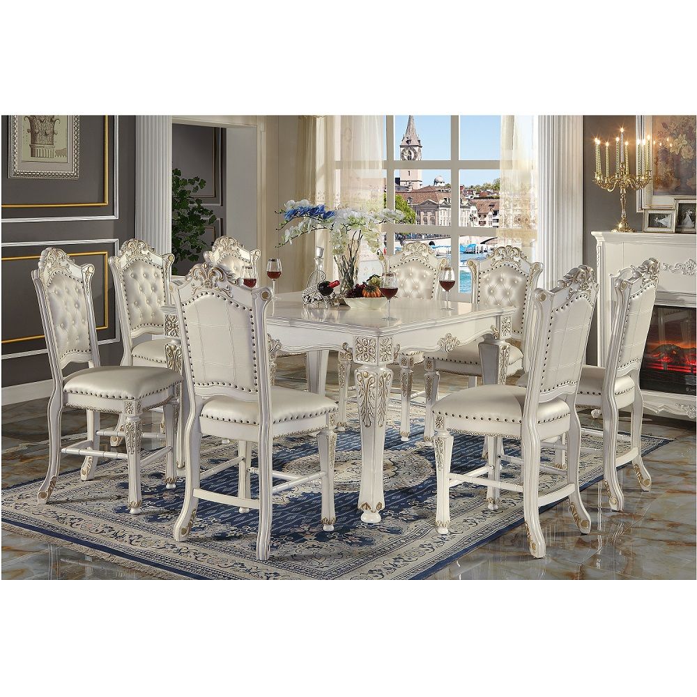 Vendome Counter Height Table, Antique Pearl Finish Dn01515 Antique White Wood