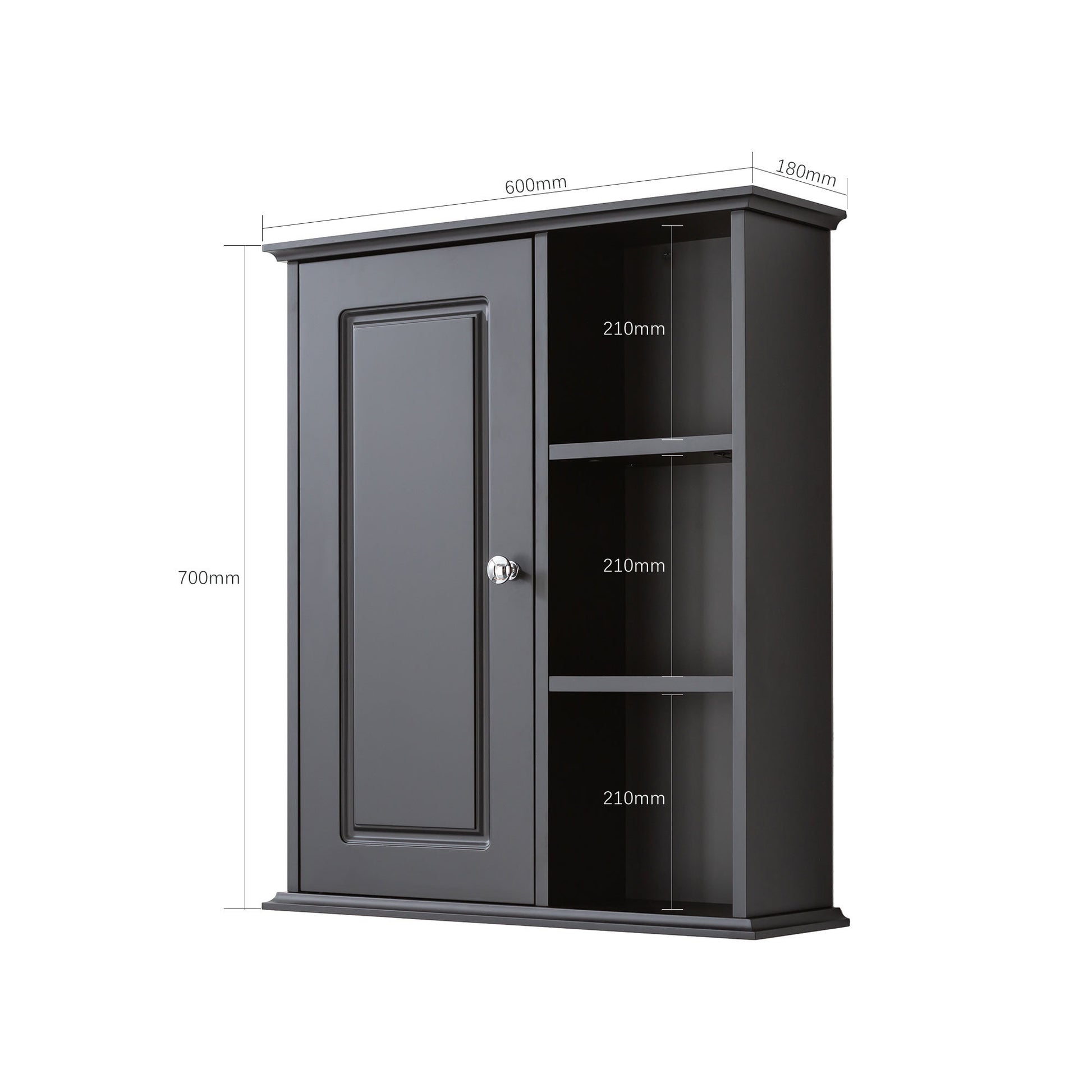 Bathroom Wall Cabinet in Black Ready to Assemble black-1-3-soft close doors-wall
