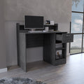 Vera Computer Desk With Top Open Shelf, 1 Drawer And 2 Storage Shelves, Smokey Oak Gray Particle Board Particle Board