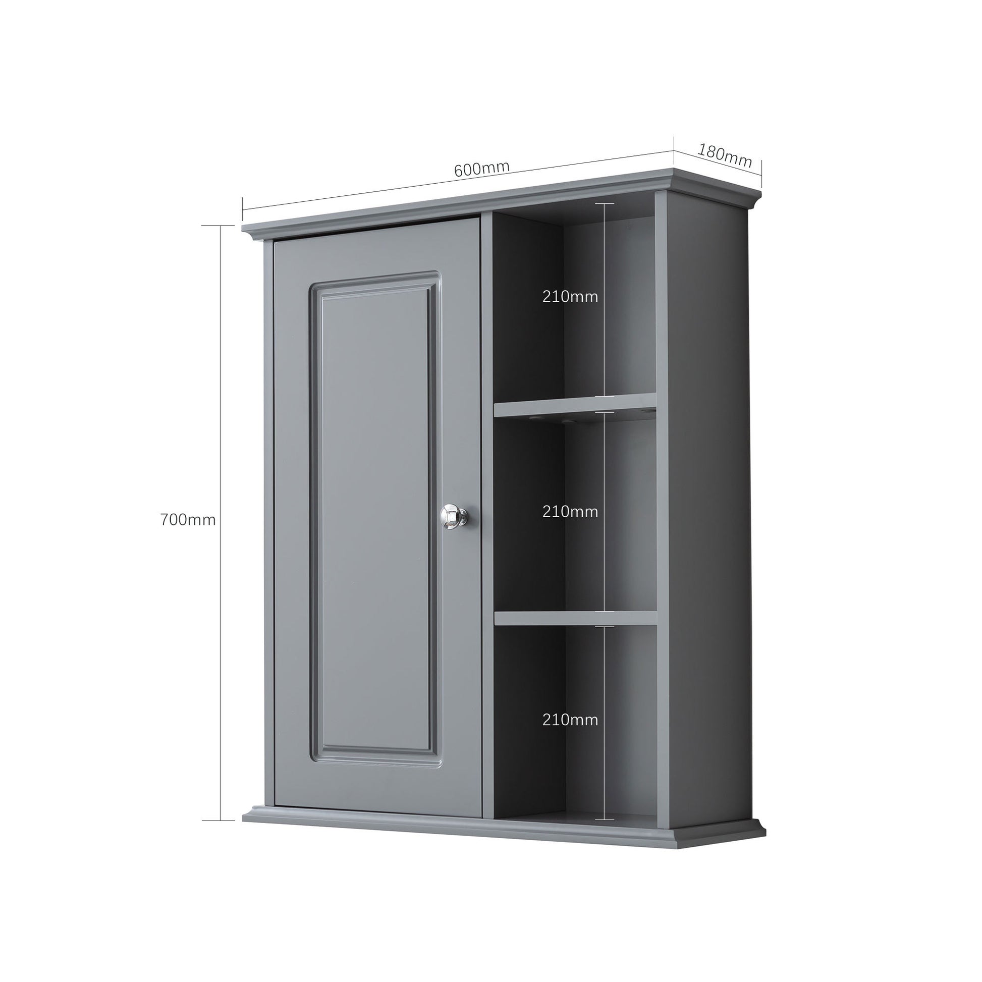 Bathroom Wall Cabinet in Black Ready to Assemble grey-1-3-soft close doors-wall