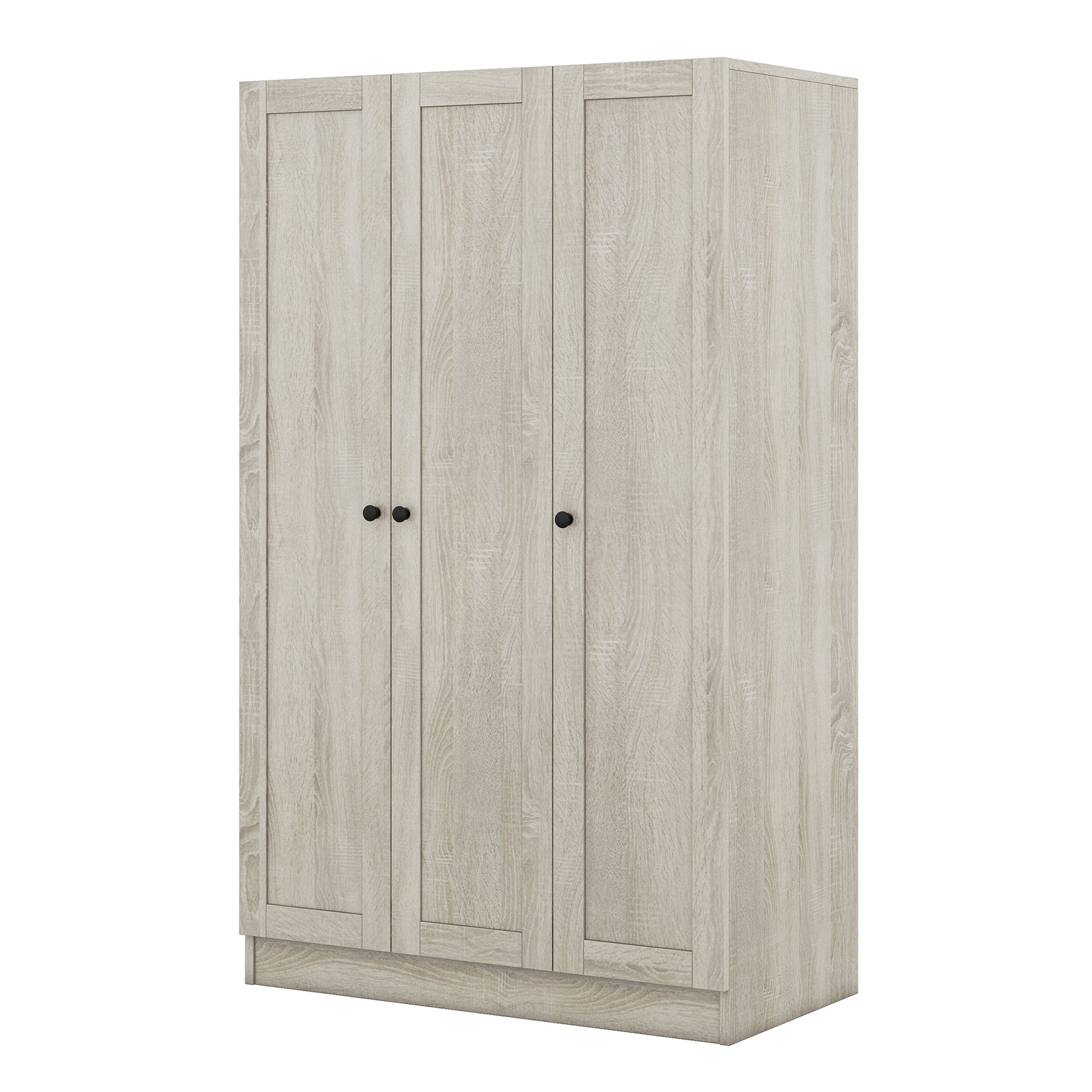 3 Door Shutter Wardrobe With Shelves, Gray Gray Mdf