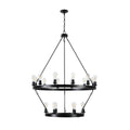 Retro Style Large 2 Tier Circular Ceiling Ironwork Chandelier Black Retro Iron