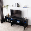 Modern Design Tv Stands For Tvs Up To 80'', Led Light Entertainment Center, Media Console With Multi Functional Storage, Tv Cabinet For Living Room,Bedroom, Home Theatre Black Primary Living Space 70 79 Inches 70 79 Inches Particle Board