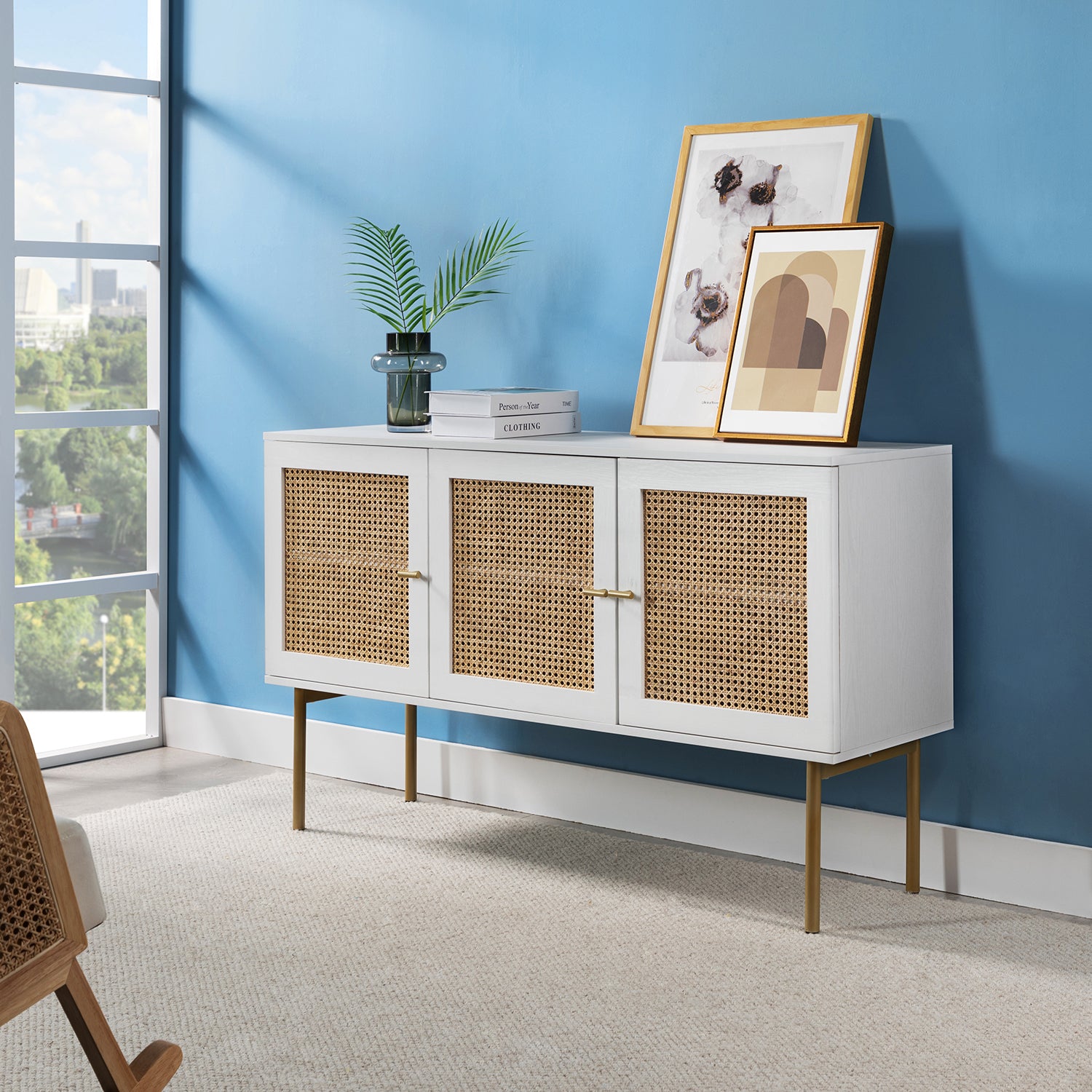 Tknow 54"Wide Sideboard White - White Wood