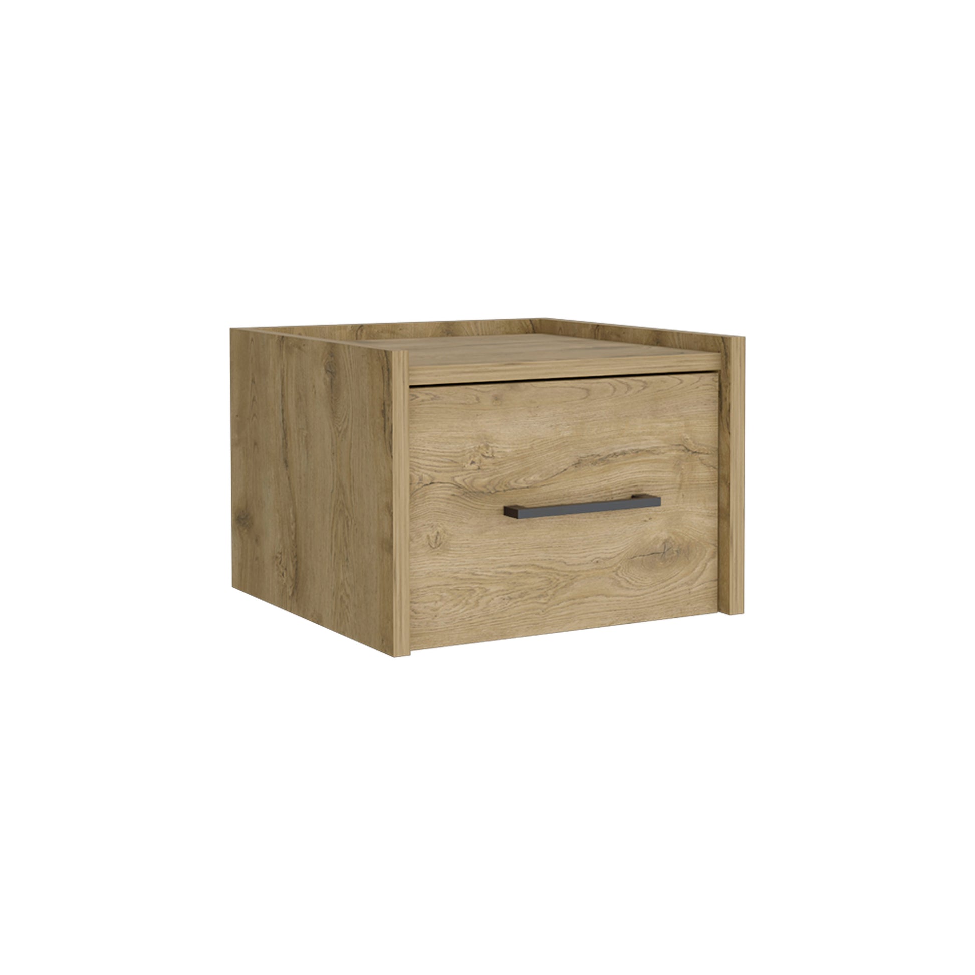 Floating Nightstand, Space Saving Design With Handy Drawer And Surface, Macadamia Beige Particle Board Engineered Wood