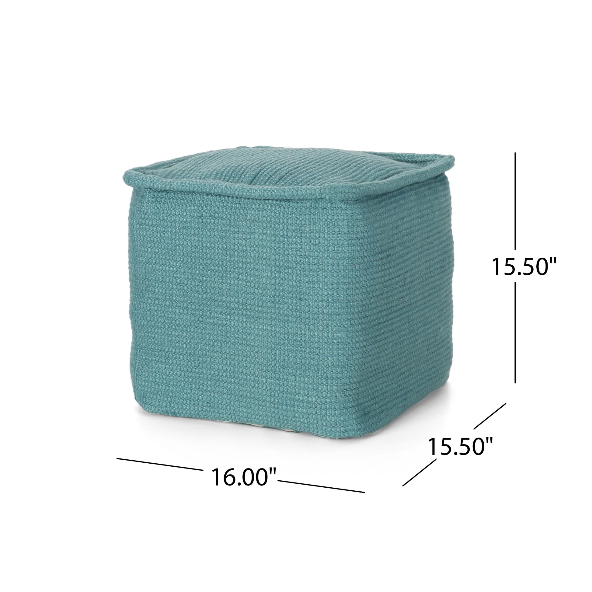 Hansolo Yarn Square Pouf, Teal Teal Cotton
