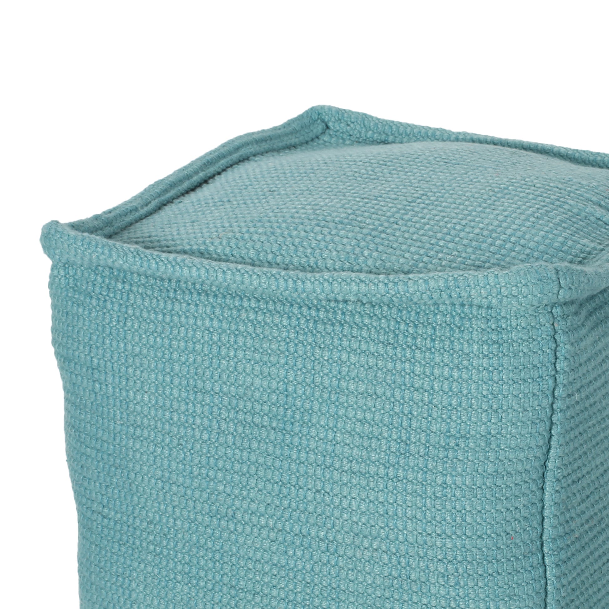 Hansolo Yarn Square Pouf, Teal Teal Cotton
