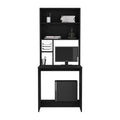 Computer Hutch Desk, Lower Shelf, Four Shelves, Black Black Particle Board Particle Board