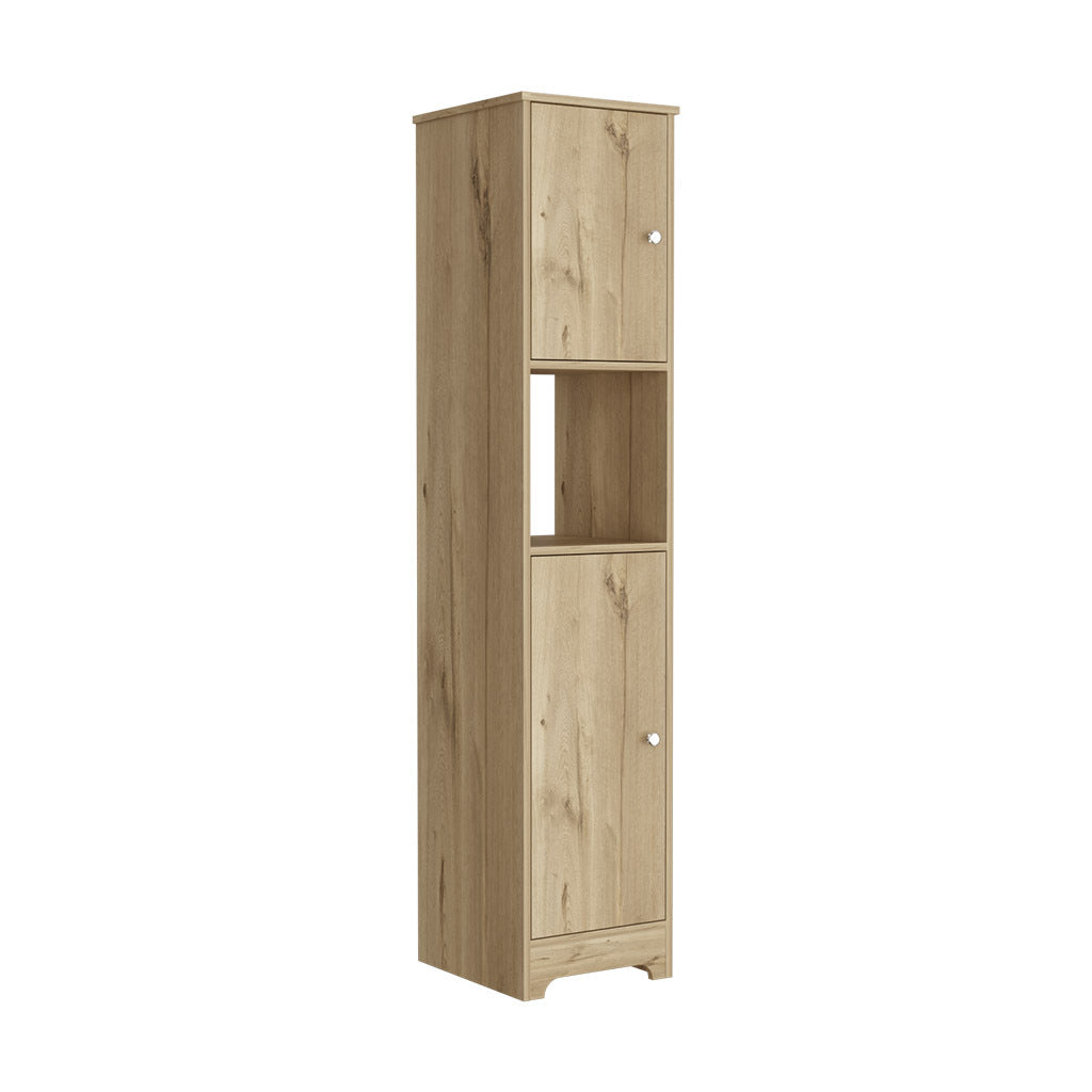 68.8H" Double Door Cabinet, Four Interior Shelves, One Open Shelf, Light Oak Light Oak Particle Board Particle Board