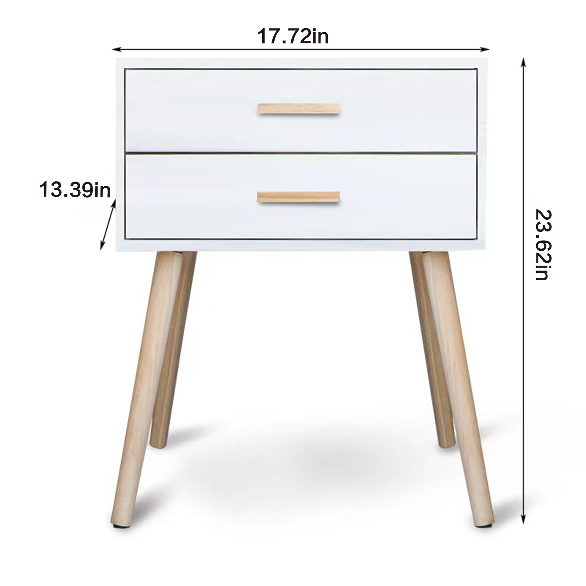 2 Drawers Storage Cabinet, Home Furniture For Living Room Bedroom White White Solid Wood Mdf