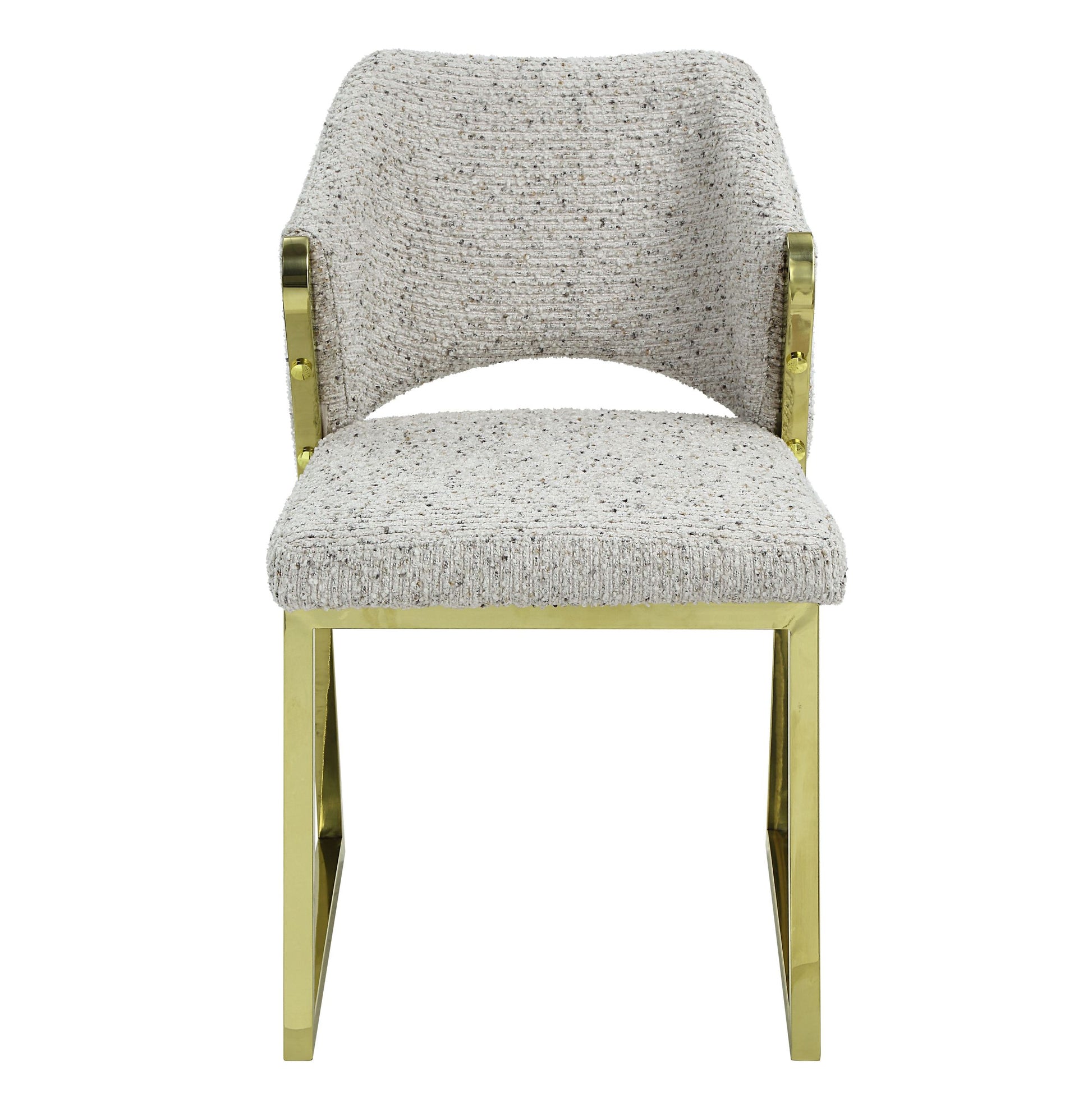 Galdesa Side Chair, Teddy Sherpa & Mirrored Gold Finish Dn02107 Gold Teddy