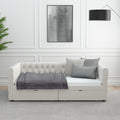 Twin Size Daybed With Drawers Upholstered Tufted Sofa Bed, With Button On Back And Copper Nail On Waved Shape Arms, Velvet 79.5