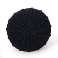 Bordeaux Knitted Cotton Round Pouf, Dark Blue Dark Blue Cotton