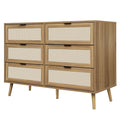 Modern 6 Drawer Dresser Wood Cabinet Walnut Walnut Particle Board