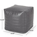 Candy Contemporary Faux Leather Suqare Pouf, Gray Grey Faux Leather