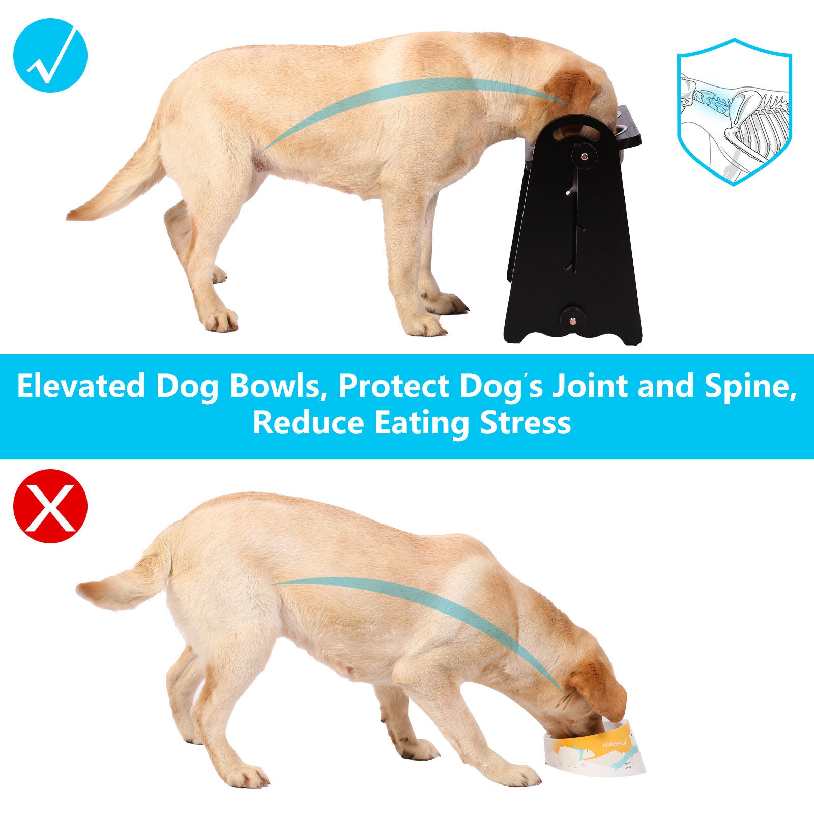 Elevated Dog Bowls for Medium Large Sized Dogs black-wood