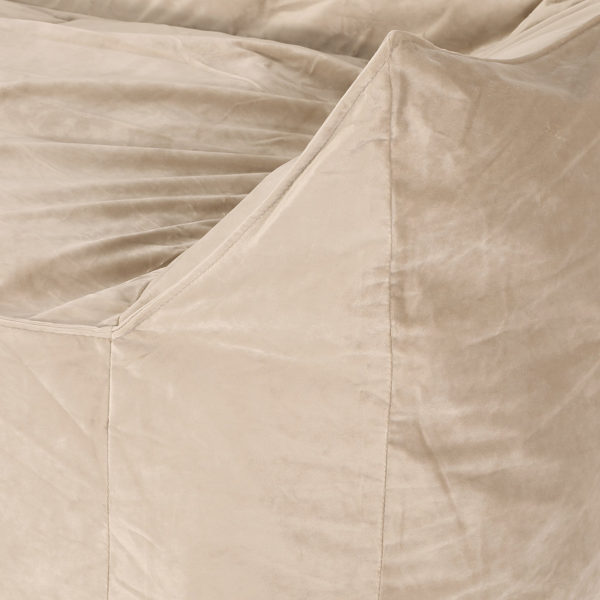 Fila Velveteen 2 Seater Oversized Bean Bag Chair With Armrests, Taupe Taupe Velvet