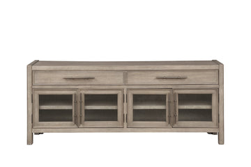 Cypress Lane 65 Inch Tv Stand Console, No Assembly Required, White Oak Finish Greige Gray Primary Living Space 65 Inches 70 79 Inches Modern,Transitional Oak 75 Inches Wood