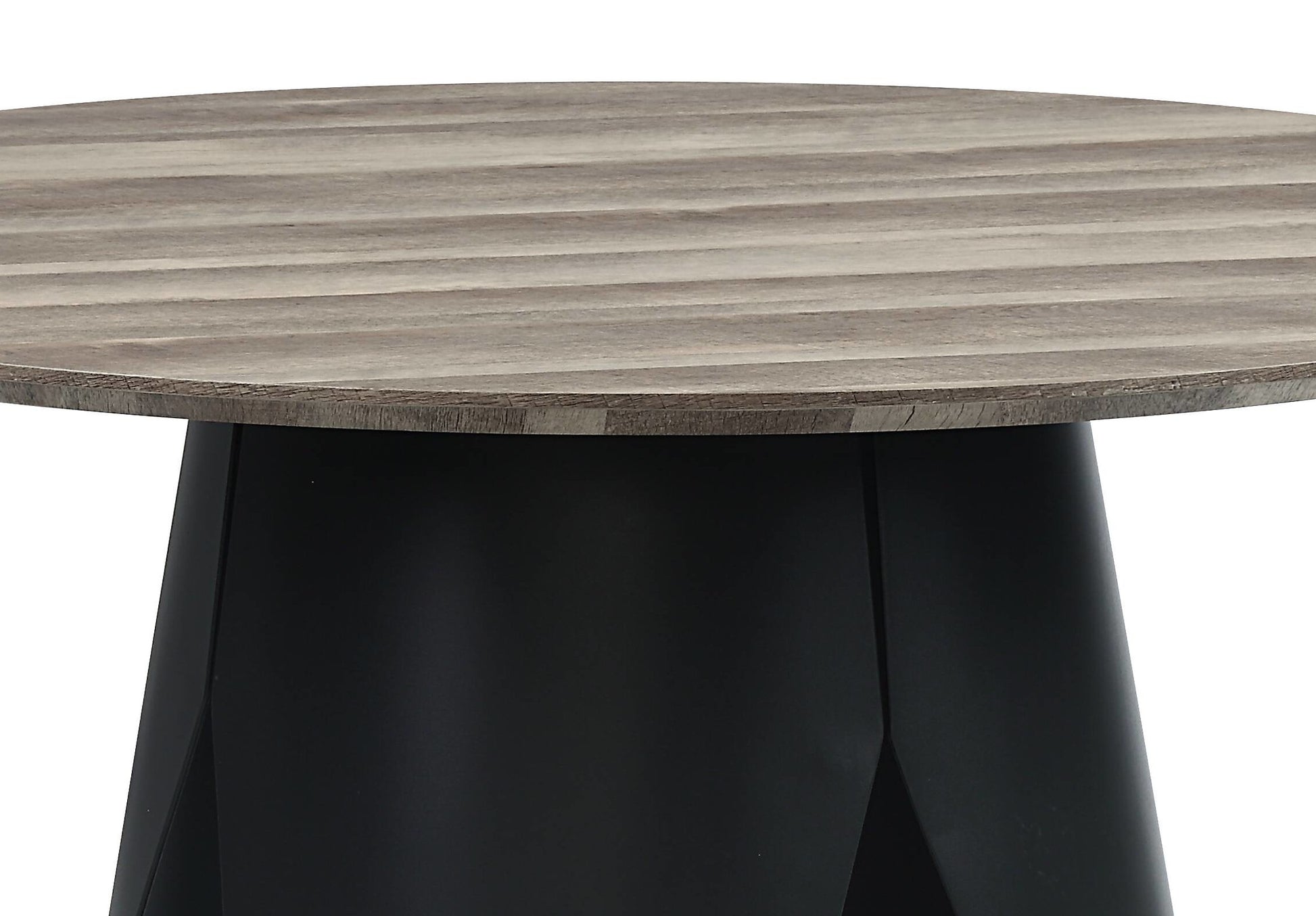 Zudora Round Dining Table, Antique Oak & Black Finish Dn01948 Oak Wood Metal