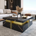 Modern Black Square Storage Coffee Table With 4 Drawers Black Mdf